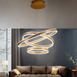 Modern Led Ceiling Pendant Light - Black/Gold/Coffee 3 Tiered Circle Chandelier With Acrylic Shade
