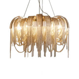 Modern Led Chandelier - Aluminum Chain Suspension Lamp For Dining Room Gold