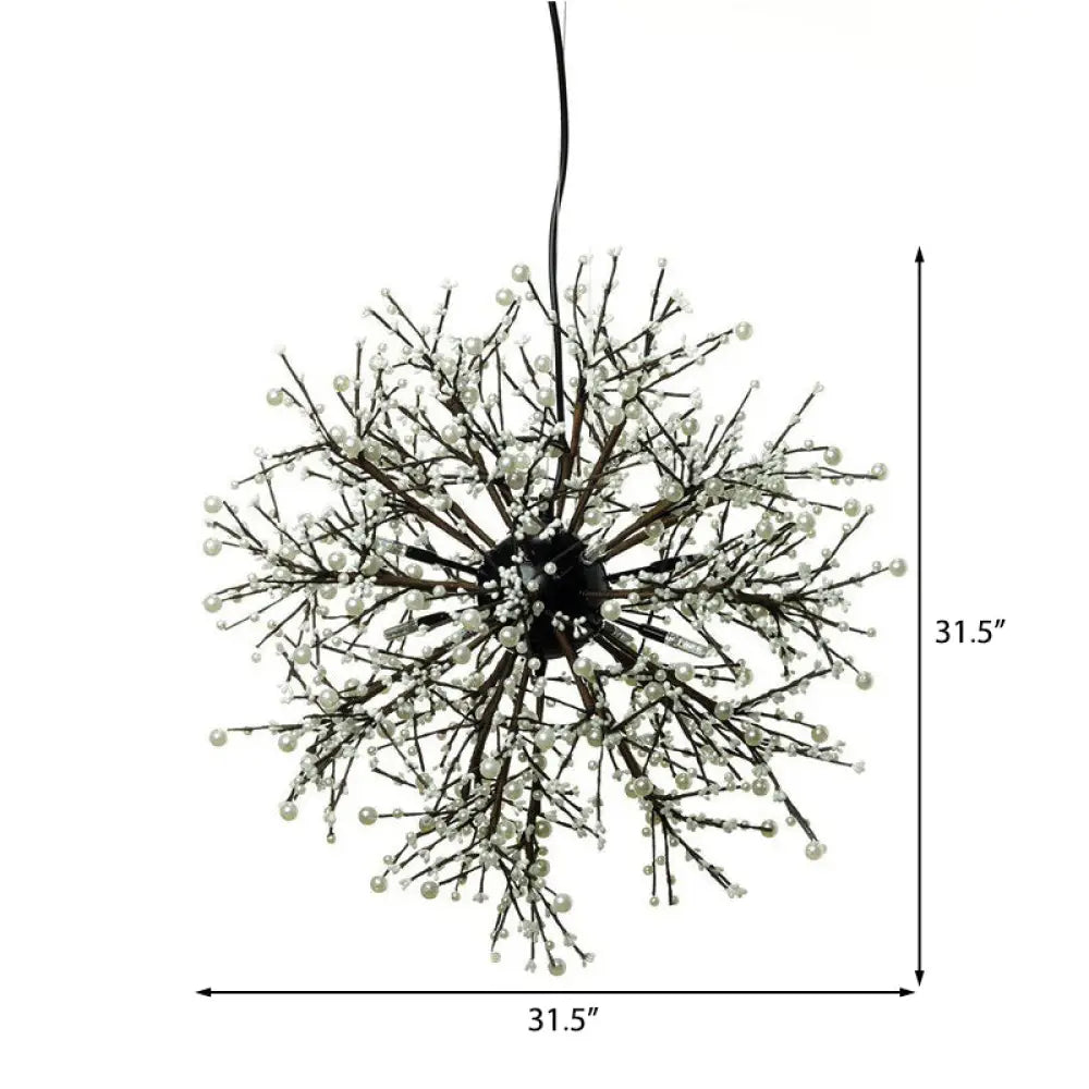Dendritic Led Chandelier Lamp - 23.5/31.5 Wide Metal Black Ceiling Pendant Light With