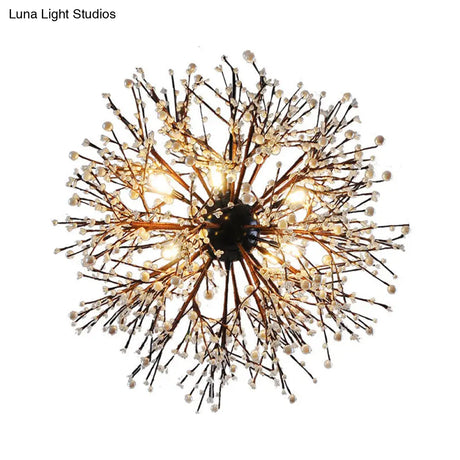 Modern Led Chandelier Lamp: Black Metal Ceiling Pendant Light 23.5’/31.5’ Wide Dendritic Design