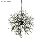 Modern Led Chandelier Lamp: Black Metal Ceiling Pendant Light 23.5’/31.5’ Wide Dendritic Design