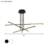 Modern Led Chandelier Light Acrylic 6-Light Ceiling Pendant - Black/Gold Or White/Gold