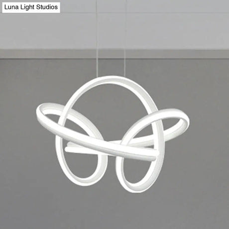 Modern Led Chandelier: Sleek Curve Design Acrylic White/Coffee Pendant Light For Living Room