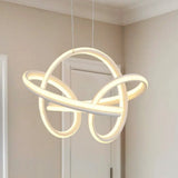 Modern Led Chandelier: Sleek Curve Design Acrylic White/Coffee Pendant Light For Living Room White