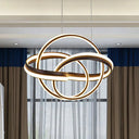 Modern Led Chandelier: Sleek Curve Design Acrylic White/Coffee Pendant Light For Living Room Coffee