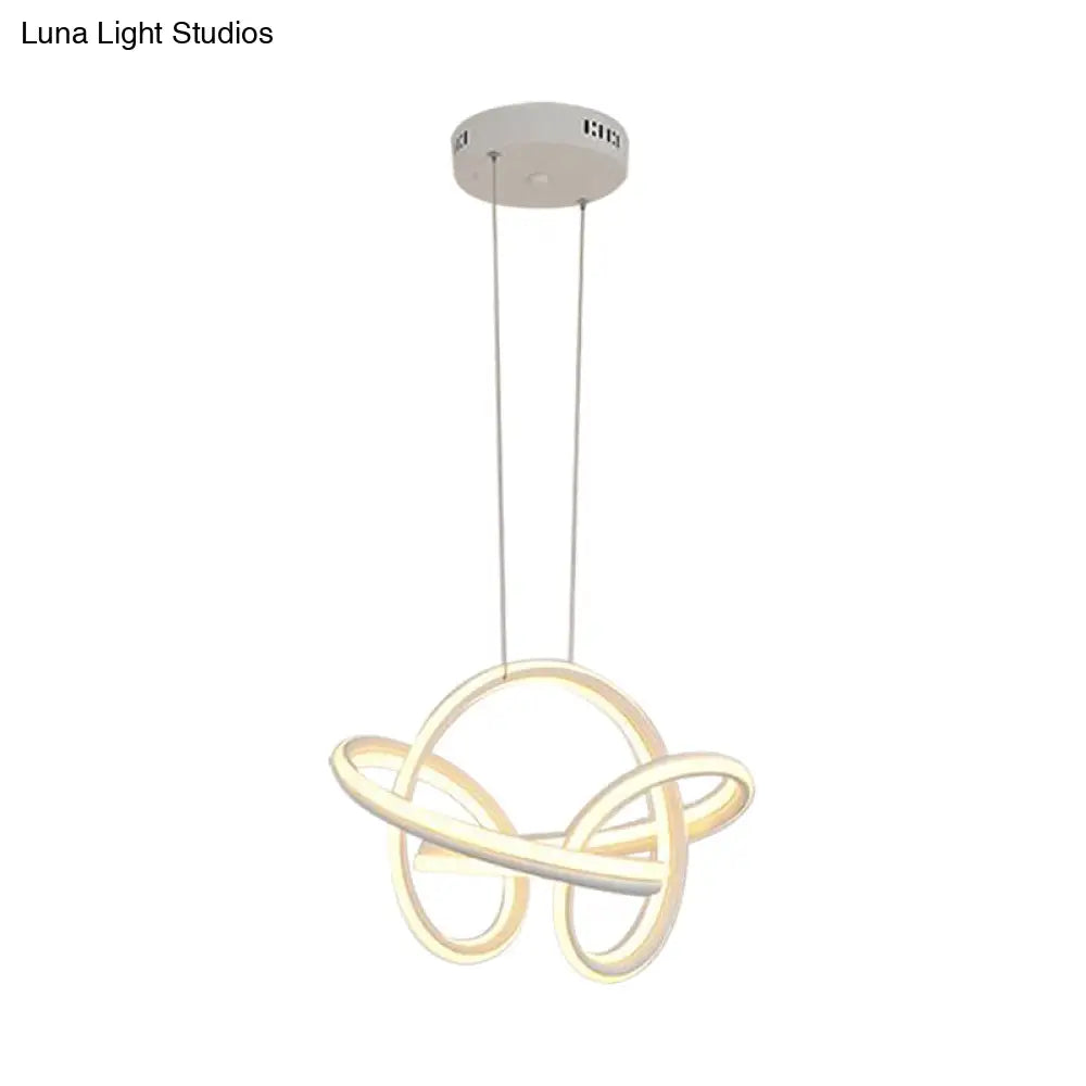 Modern Led Chandelier: Sleek Curve Design Acrylic White/Coffee Pendant Light For Living Room