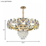 Modern Led Chandelier With Crystal Shade - Gold Oblong Pendant Light