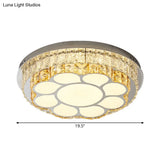 Modern Led Chrome Ceiling Light With Crystal Block Shade For Bedroom