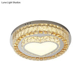 Modern Led Chrome Ceiling Light With Crystal Block Shade For Bedroom