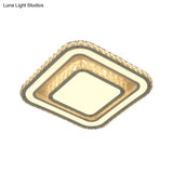 Modern Led Chrome Flush Mount Ceiling Lamp With Crystal Shade