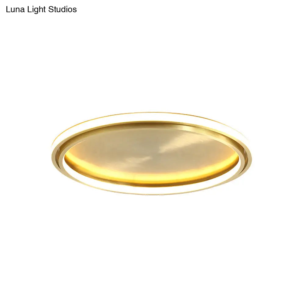 Modern Led Circle Flush Mount Ceiling Light In Gold - 16’/19.5’ Wide For Bedroom