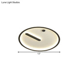 Modern Led Circle Flush Mount Metallic Ceiling Light In Black & White 12’/16’/19.5’ Wide