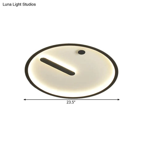 Modern Led Circle Flush Mount Metallic Ceiling Light In Black & White 12’/16’/19.5’ Wide