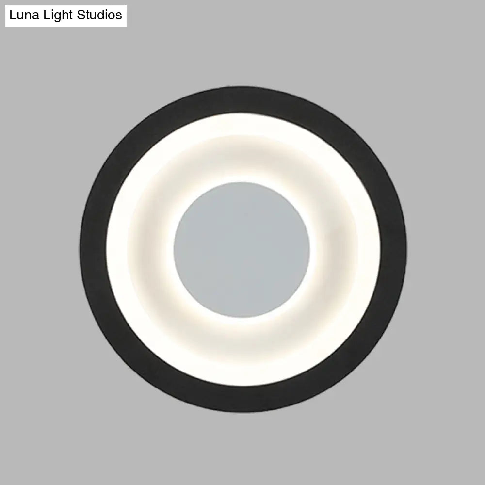 Modern Led Circle Sconce: White & Black Wall Mounted Lamp For Living Room