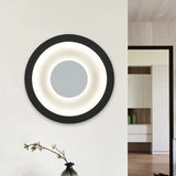 Modern Led Circle Sconce: White & Black Wall Mounted Lamp For Living Room