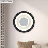 Modern Led Circle Sconce: White & Black Wall Mounted Lamp For Living Room