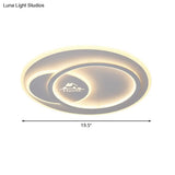 Modern Led Circular Ceiling Flush Mount In Warm/White Light With Acrylic House Pattern