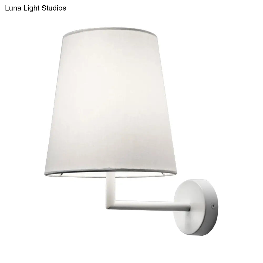 Modern Led Cone Wall-Mounted Fabric Sconce Light In Black/White For Living Room