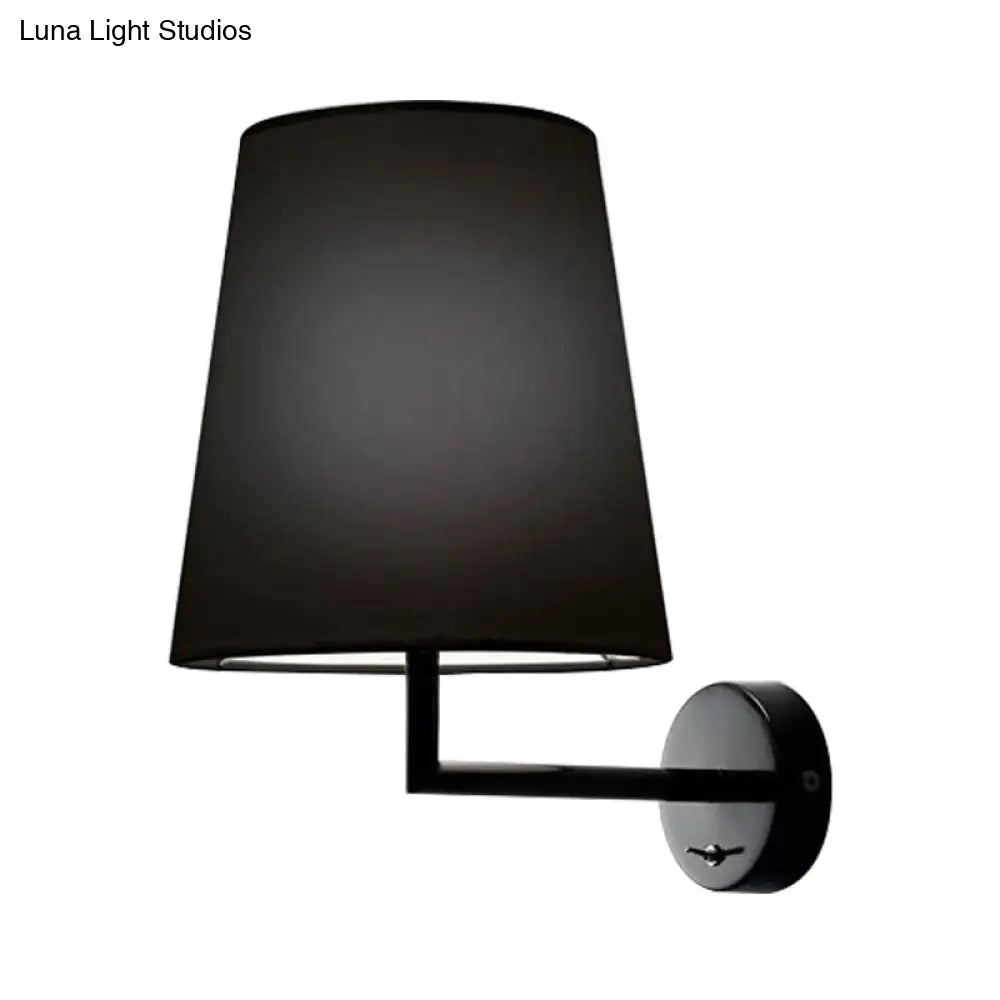 Modern Led Cone Wall-Mounted Fabric Sconce Light In Black/White For Living Room