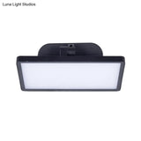 Modern Led Courtyard Wall Sconce In Black Metal With Quadrilateral Design