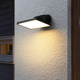 Modern Led Courtyard Wall Sconce In Black Metal With Quadrilateral Design