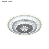 Modern Led Crystal Block Flush Mount Light Fixture With Rhombus/Cobble/Loving Heart Patterns In