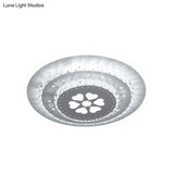 Modern Led Crystal Block Flush Mount Light Fixture With Rhombus/Cobble/Loving Heart Patterns In