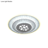 Modern Led Crystal Block Flush Mount Light Fixture With Rhombus/Cobble/Loving Heart Patterns In