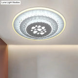 Modern Led Crystal Block Flush Mount Light Fixture With Rhombus/Cobble/Loving Heart Patterns In