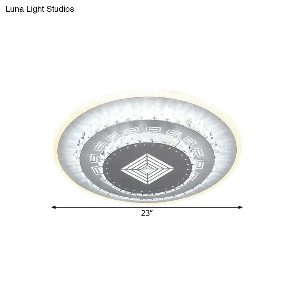 Modern Led Crystal Block Flush Mount Light Fixture With Rhombus/Cobble/Loving Heart Patterns In