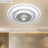 Modern Led Crystal Block Flush Mount Light Fixture With Rhombus/Cobble/Loving Heart Patterns In