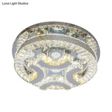 Modern Led Crystal Ceiling Light In Chrome - Semi - Circle/Spiral Design Flush Mount For Minimalist