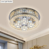 Modern Led Crystal Ceiling Light In Chrome - Semi - Circle/Spiral Design Flush Mount For Minimalist