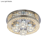 Modern Led Crystal Ceiling Light In Chrome - Semi - Circle/Spiral Design Flush Mount For Minimalist