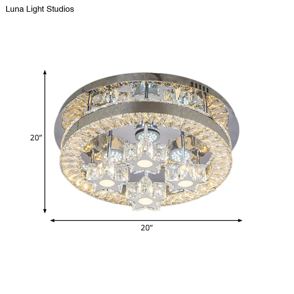 Modern Led Crystal Ceiling Light In Chrome - Semi - Circle/Spiral Design Flush Mount For Minimalist