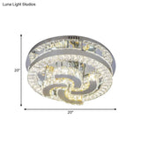 Modern Led Crystal Ceiling Light In Chrome - Semi - Circle/Spiral Design Flush Mount For Minimalist