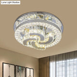 Modern Led Crystal Ceiling Light In Chrome - Semi - Circle/Spiral Design Flush Mount For Minimalist