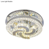 Modern Led Crystal Ceiling Light In Chrome - Semi - Circle/Spiral Design Flush Mount For Minimalist