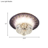 Modern Led Crystal Flush Light - Purple Tiered Round Design 19.5’/23.5’ Diameter Bedroom