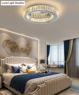 Modern Led Crystal Flush Mount Ceiling Lamp For Bedroom
