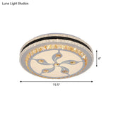 Modern Led Crystal Flush Mount Ceiling Lamp With Faceted Design - Chrome Finish
