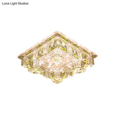 Modern Led Crystal Flush Mount Ceiling Light In Yellow/Purple - Corridor Lighting Fixture