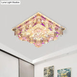 Modern Led Crystal Flush Mount Ceiling Light In Yellow/Purple - Corridor Lighting Fixture
