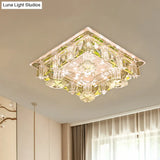 Modern Led Crystal Flush Mount Ceiling Light In Yellow/Purple - Corridor Lighting Fixture