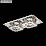 Modern Led Crystal Flush Mount Ceiling Light With Beveled Square Design For Corridor Chrome Finish