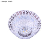 Modern Led Crystal Flush Mount Light In Warm/White - Peacock Tail Design