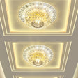 Modern Led Crystal Flush Mount Light In Warm/White - Peacock Tail Design Clear / White