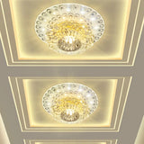 Modern Led Crystal Flush Mount Light In Warm/White - Peacock Tail Design Clear / White
