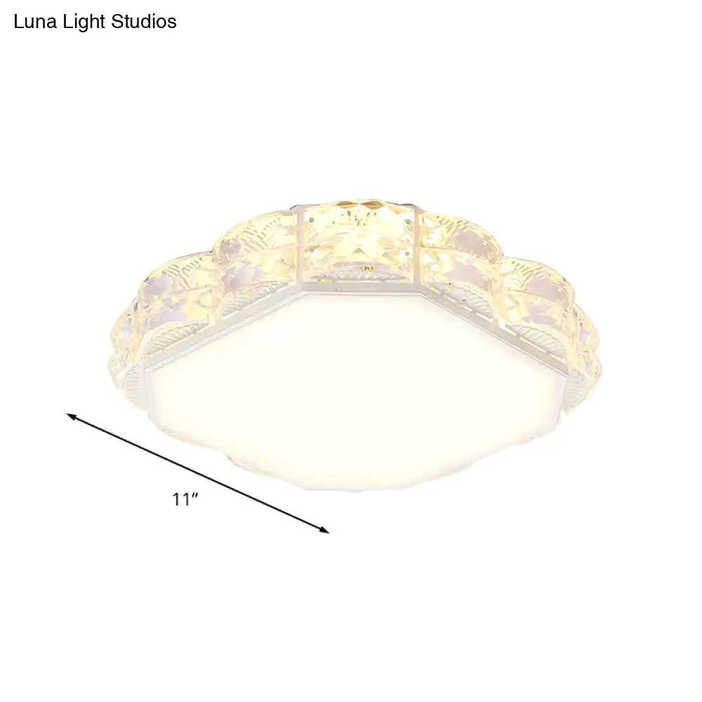 Modern Led Crystal Flush Mount Spotlight In Black/White - Round/Square Corridor Lighting