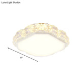 Modern Led Crystal Flush Mount Spotlight In Black/White - Round/Square Corridor Lighting